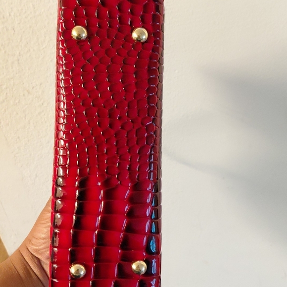 Red Snakeskin Mini Top Handle Crossbody Shoulder Bag - Picture 8 of 10